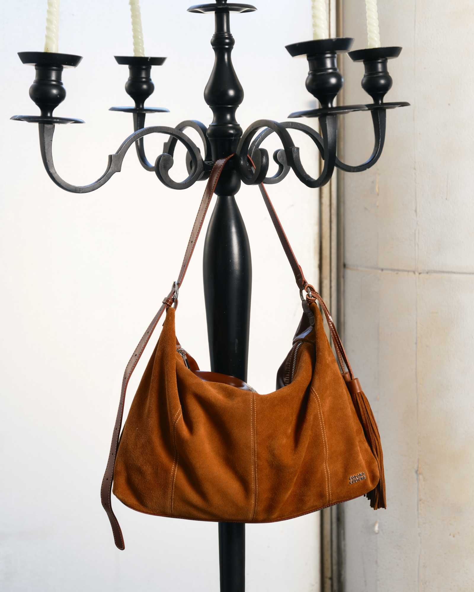 FRANKIE SUEDE TOTE BAG - CARAMEL