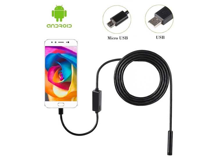 กล้องงู usb-android 2IN1-7MM-5M-BLACK (7mm) 5m (x1ชิ้น)