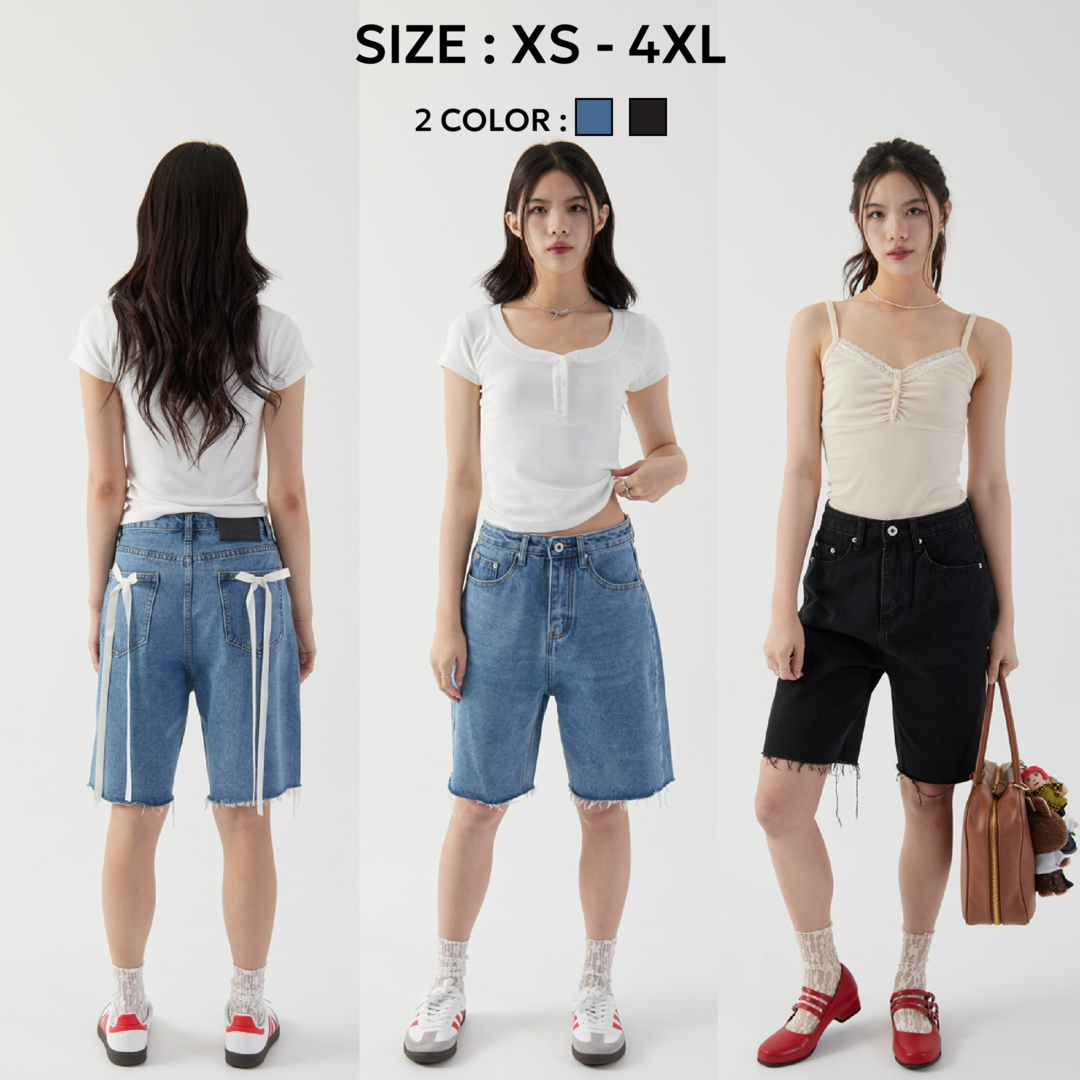 Bemingjeans019(XS-4XL) - Abigail jeans กางเกงยีนส์สามส่วน สวยตะโกน☁️🦄