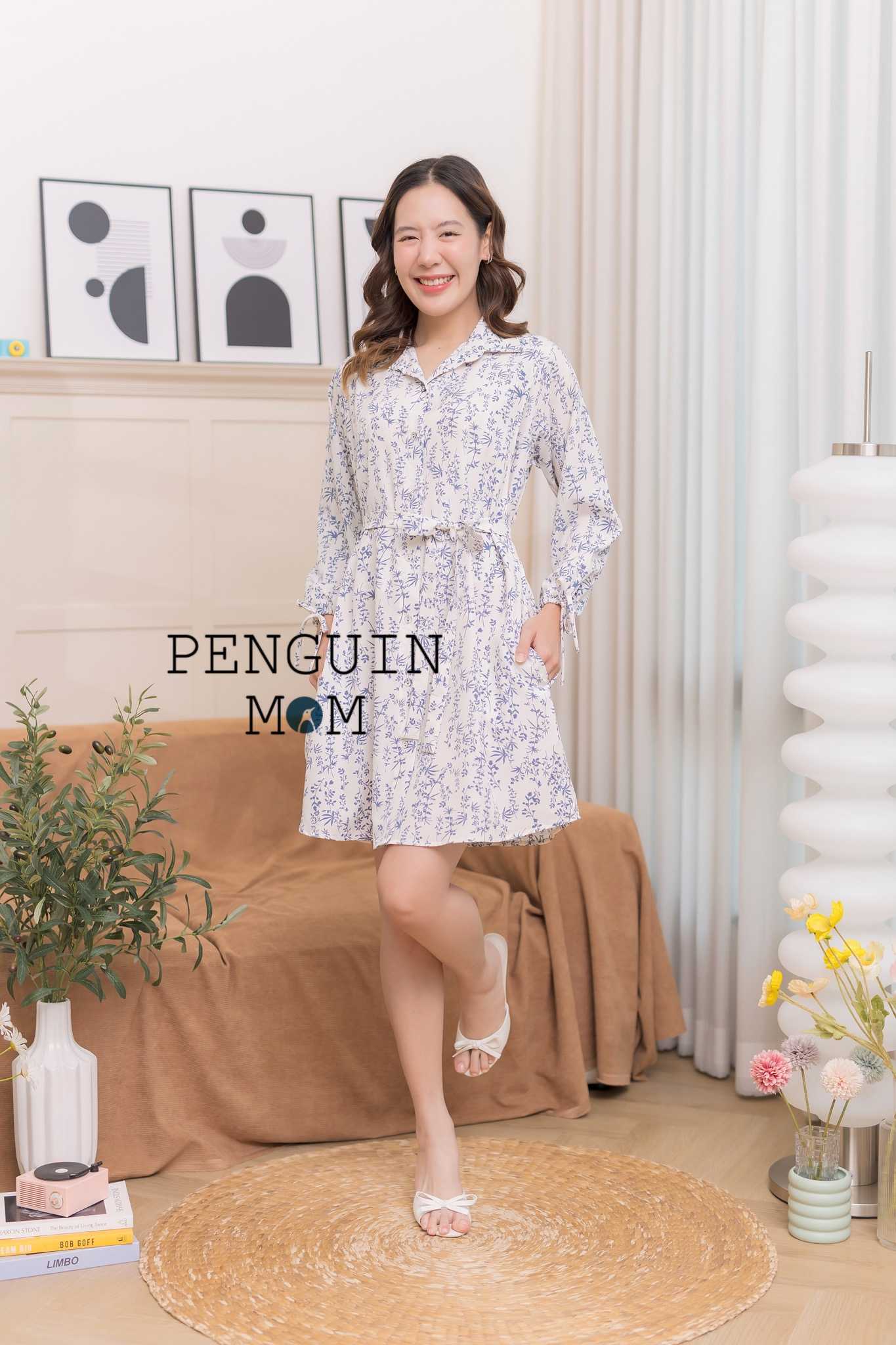 ชุดคลุมท้อง ชุดให้นม Aster dress ขาว