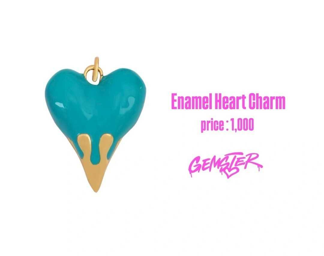 Enamel Heart Charm Color Blue