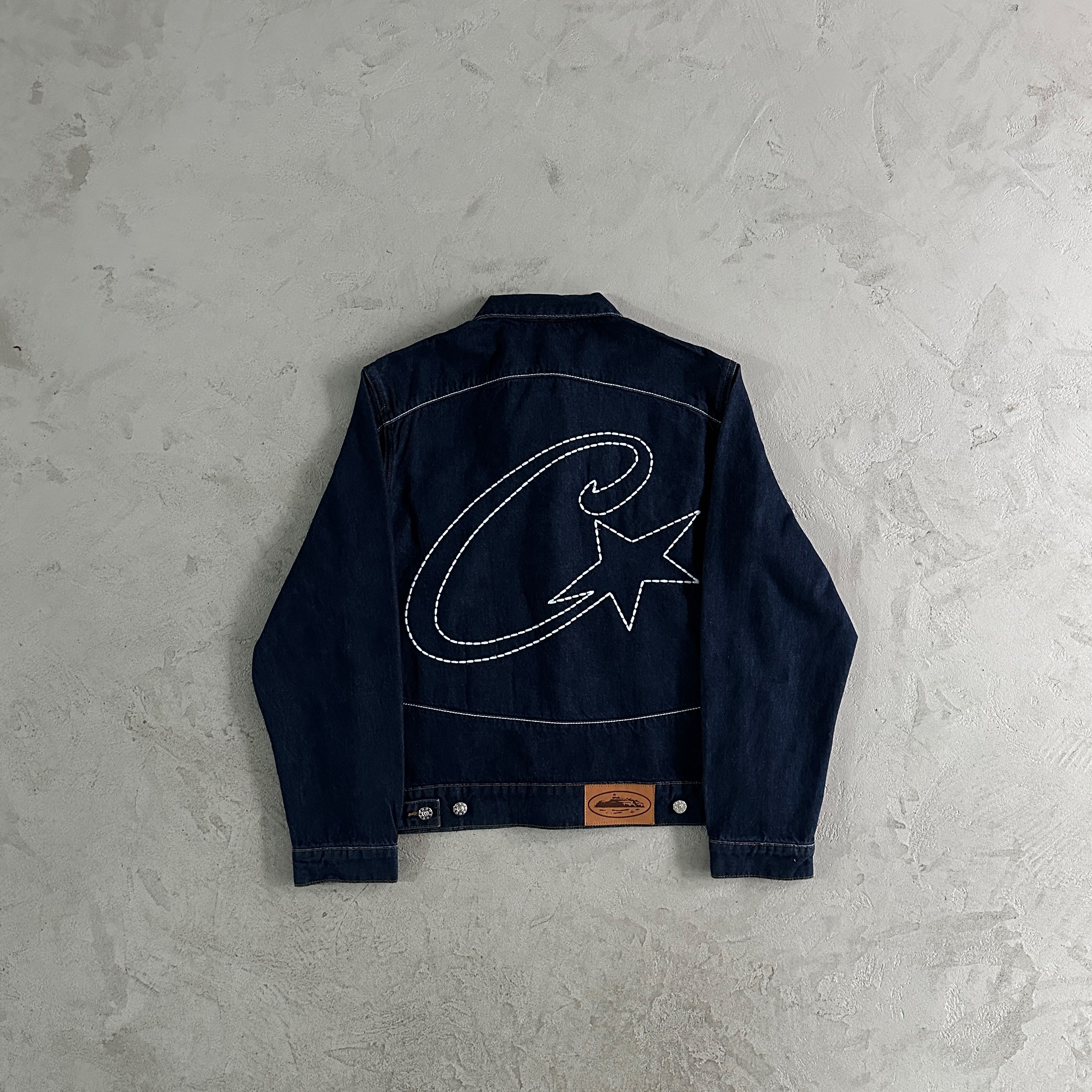 Corteiz C-Star Stitch-Down Denim Jacket Dark Wash