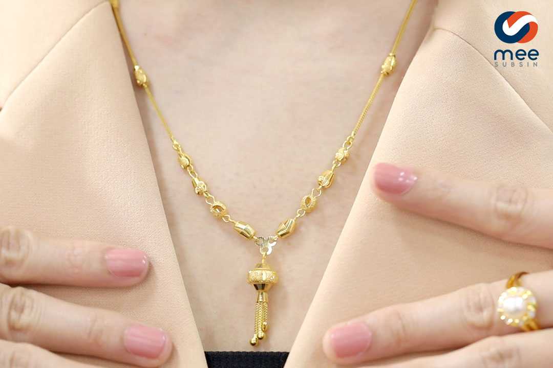 สร้อยคอทองคำ 90% แกะลายวิบวับ [NL0002]