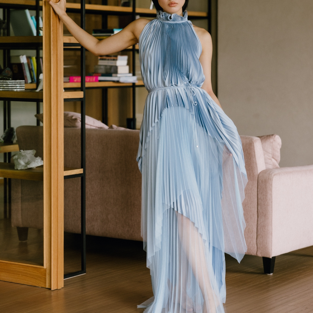 Feather tulle Set (Top & Skirt) - New Sky Blue