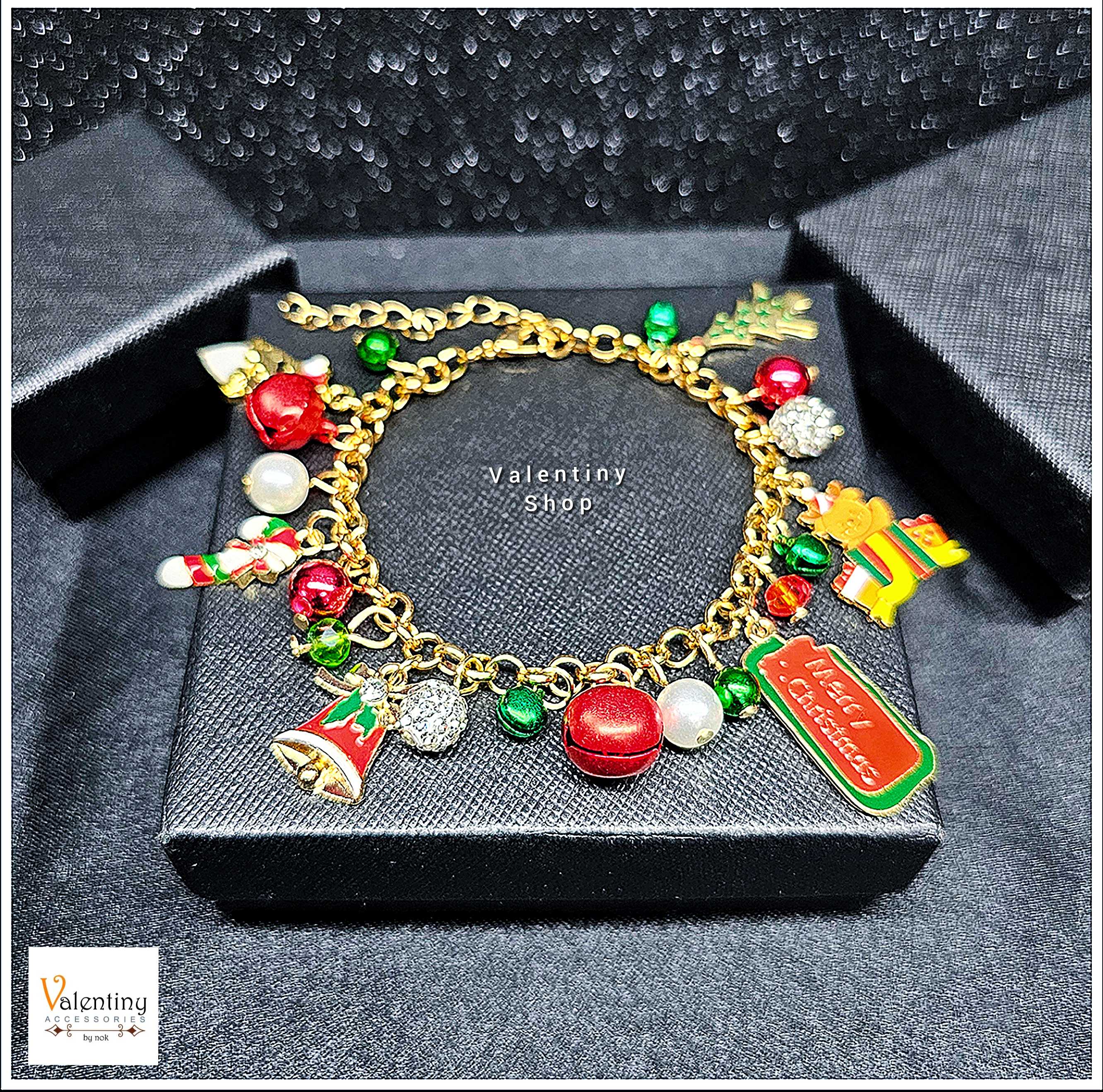 ERN098 สร้อยข้อมือ คอลเล็กชั่นคริสต์มาส งานสร้อยสีทองห้อยอะไหล่คริสต์มาสห้อยตุ้งติ้งรอบตัวเรือน