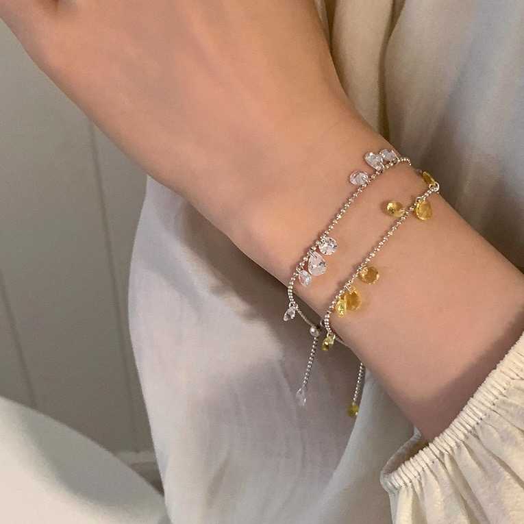 [พร้อมส่ง] ⛓️💎🤍💛 สร้อยข้อมือประดับคริสตัลใส | QG027