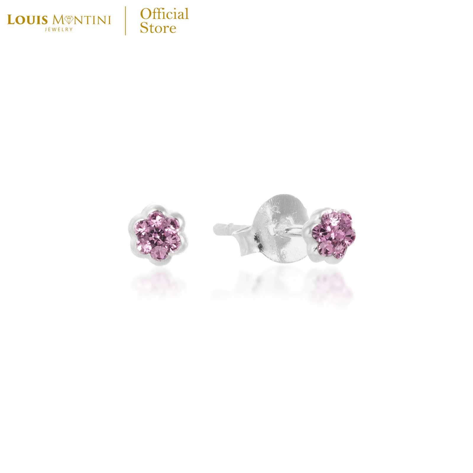 Louis Montini (Jewelry) Sterling Silver 925 Earrings ต่างหูเงินแท้ 92.5% รูปดอกไม้ LJER131 , LJER138