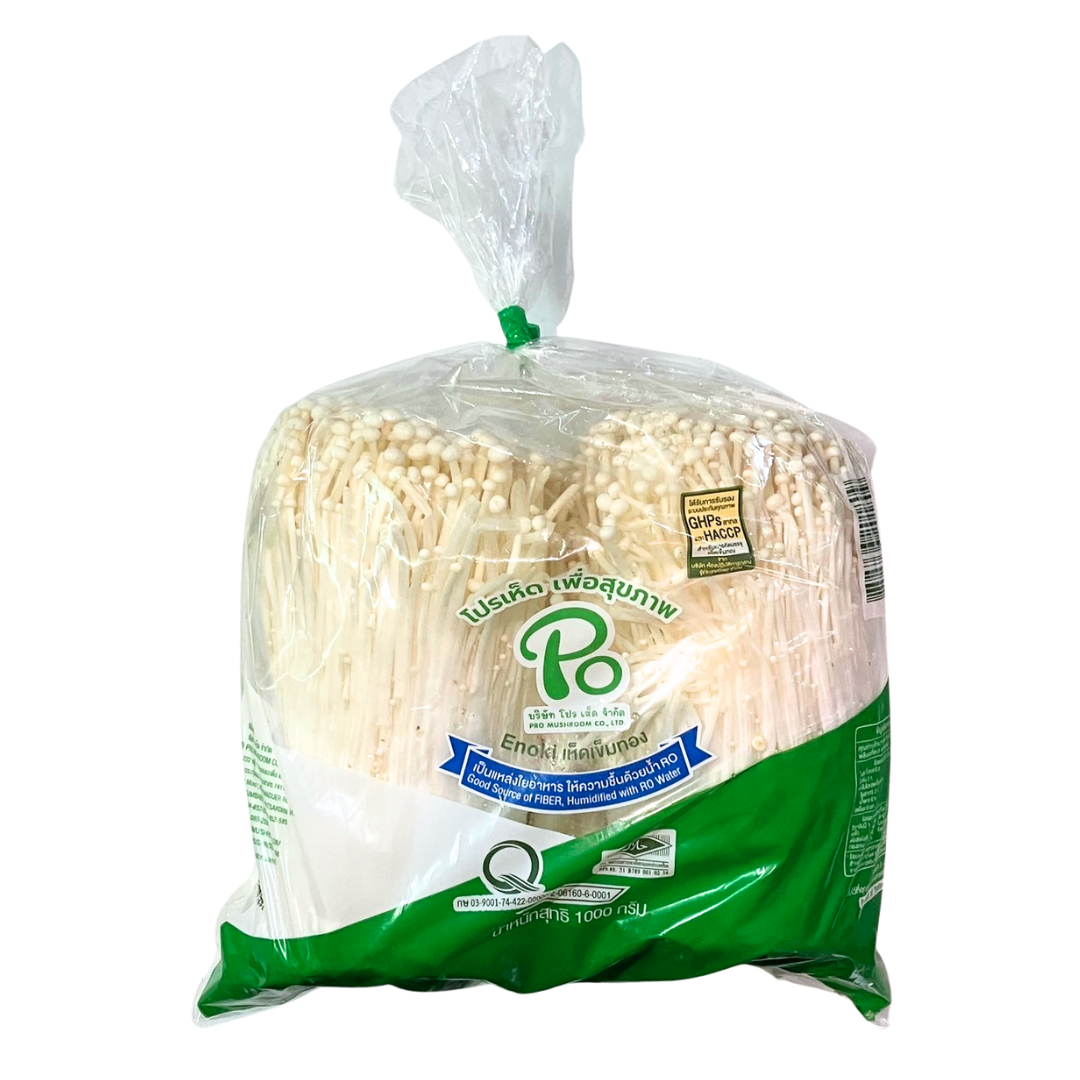 (เทปเขียว) เห็ดเข็มทองเกรดA PO 1kg/p x 10p/กล่อง (018) (ส่ง 10+52 บาท) (ส่ง 20+49.50 บาท)