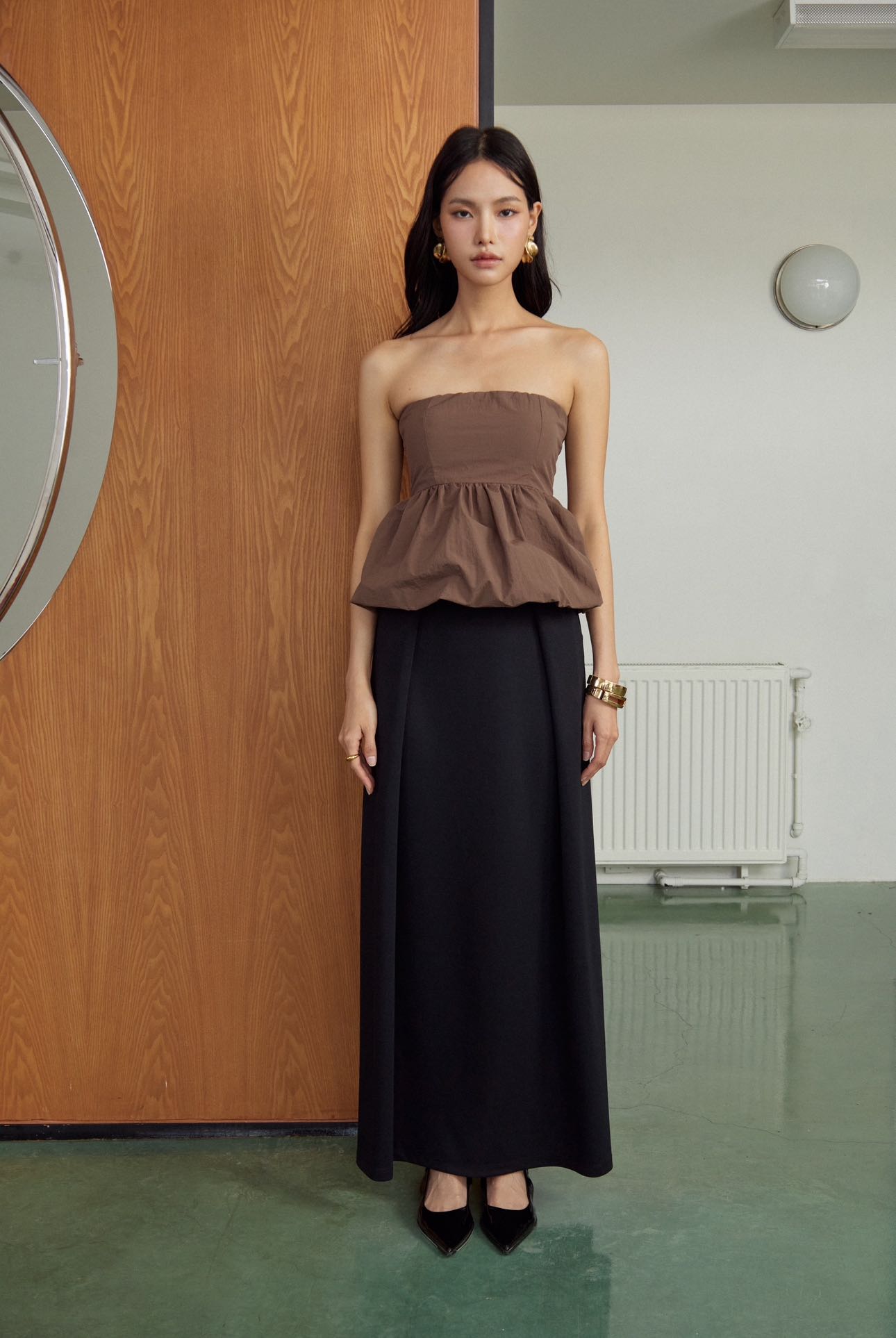 Pleat Front Maxi Skirt - MSSKIRT05