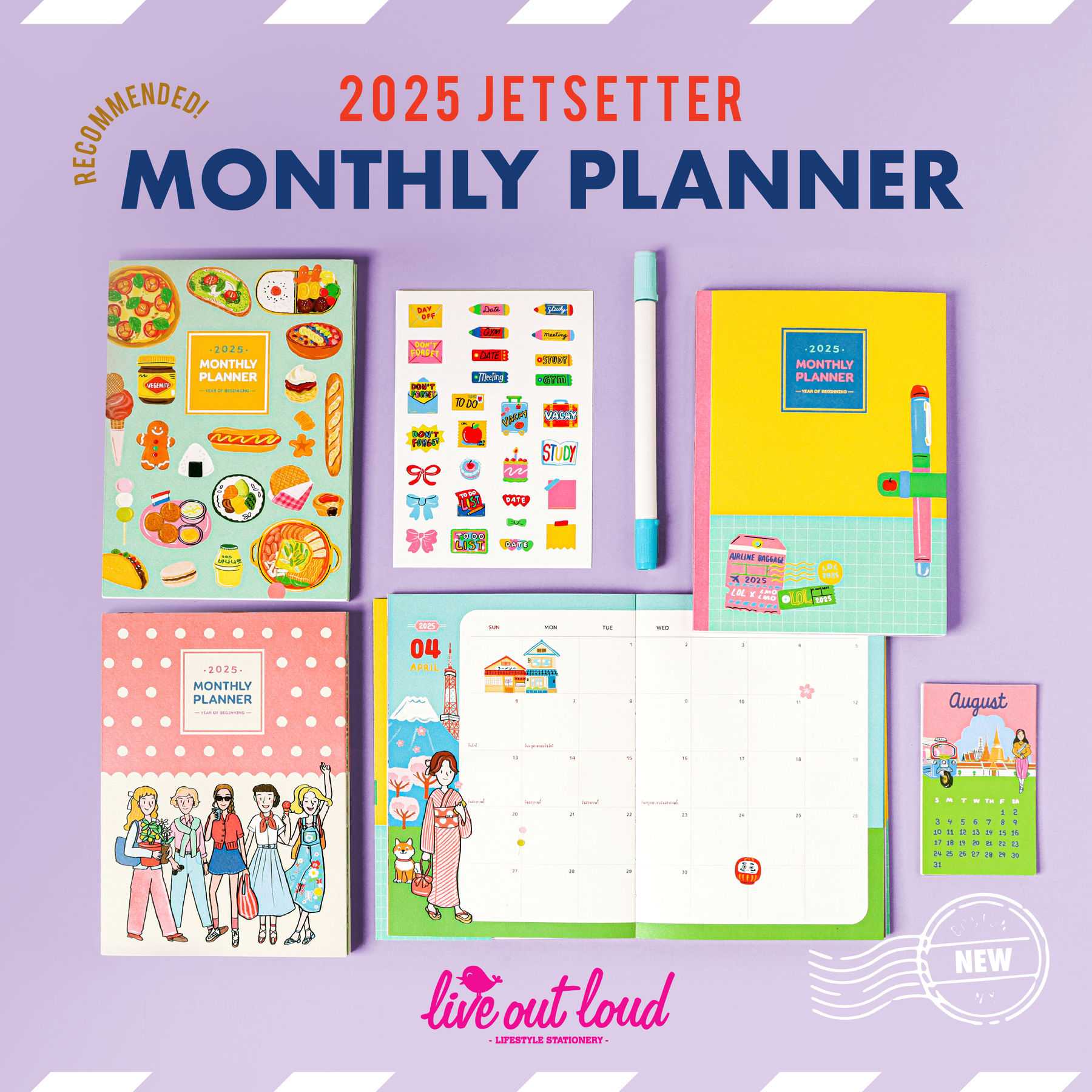2025 Jetsetter Monthly Planner แพลนเนอร์รายเดือน Live Out Loud x LMO LMO