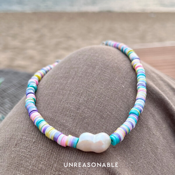 สร้อยคอ สีฟ้า สีชมพู UA0861-01 Unreasonable Accessories