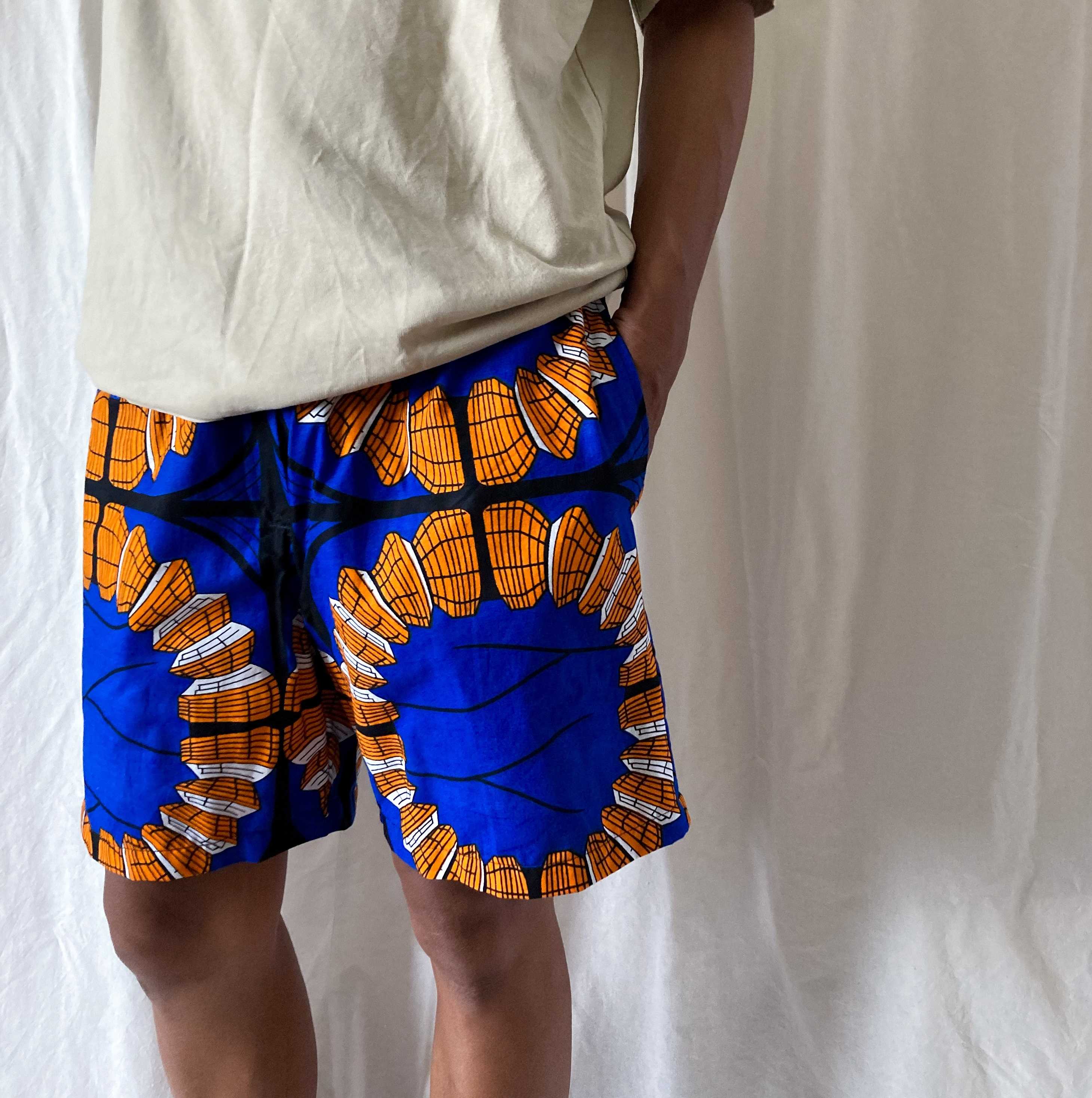 African batik men's shorts| アフリカンバティック メンズショートパンツ 【SP-210W】MERMEO