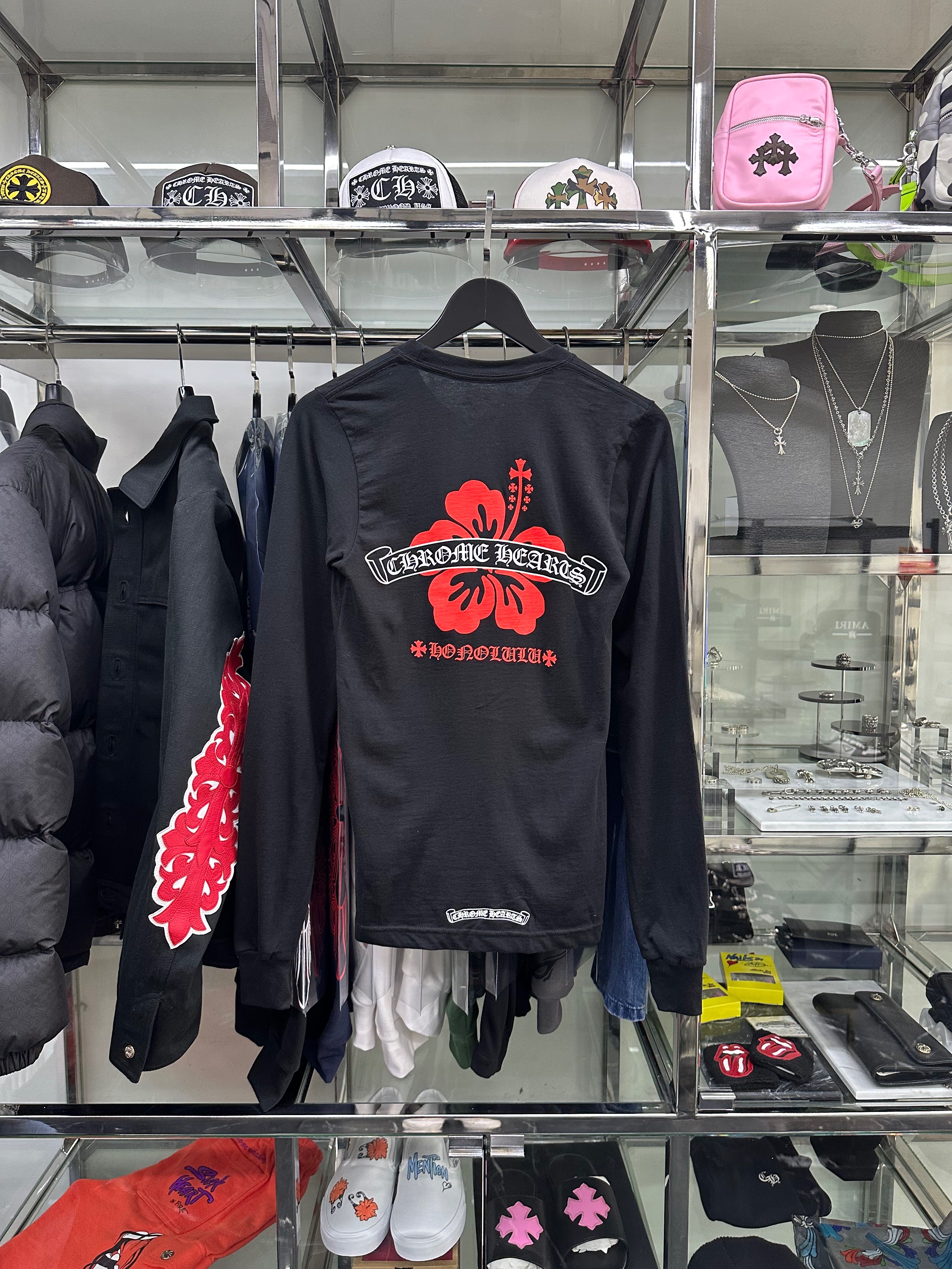 Chrome Hearts Red Honolulu Black Long Sleeves