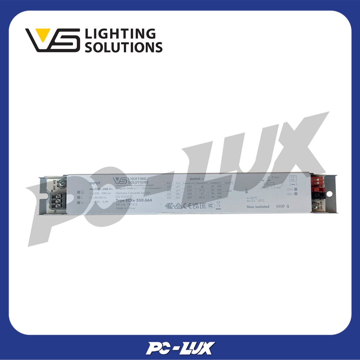VS Lighting Solutions บัลลาสต์อิเล็กทรอนิกส์ Electronic Converter for LED รุ่น ECXe 350.664