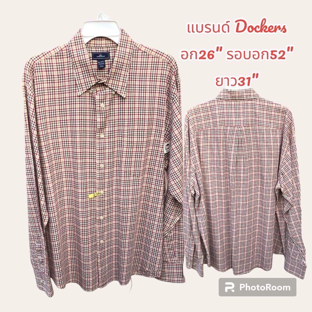 เสื้อเชิ้ตลายสก็อตแขนยาว แบรนด์ห้างงานนอกมือ2เกรดA สินค้าพร้อมจัดส่ง