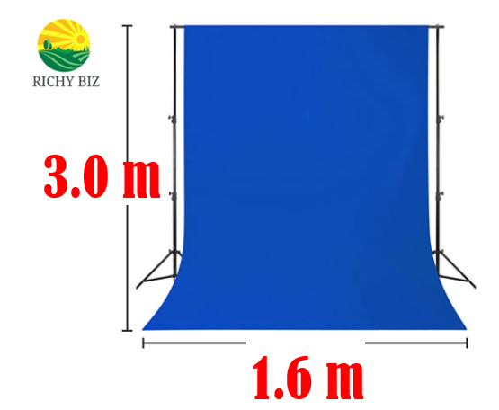 กรีนสกรีน บลูสกรีน ไลฟ์สด (Green screen / Bluescreen) ผ้าเขียวพื้นหลัง Chroma Key  1.6 X 3.0 เมตร