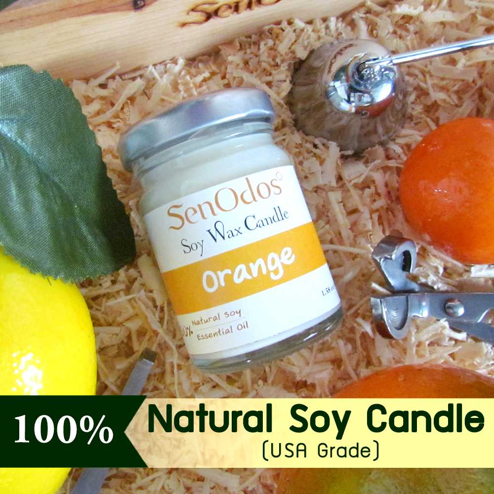 เทียนหอม อโรม่า เทียนหอมสปา Orange Scented Soy Candle Aroma 45 g - กลิ่นส้มแท้