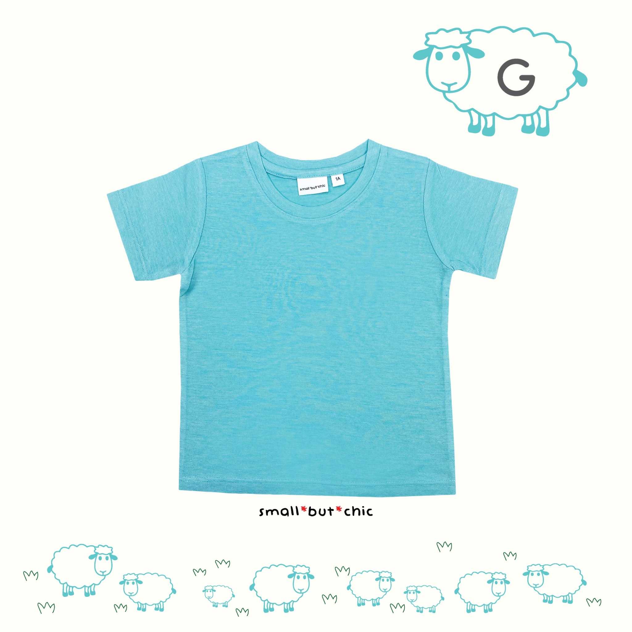 เสื้อแขนสั้นสีฟ้าเขียวผ้า Merino(TS-018G)