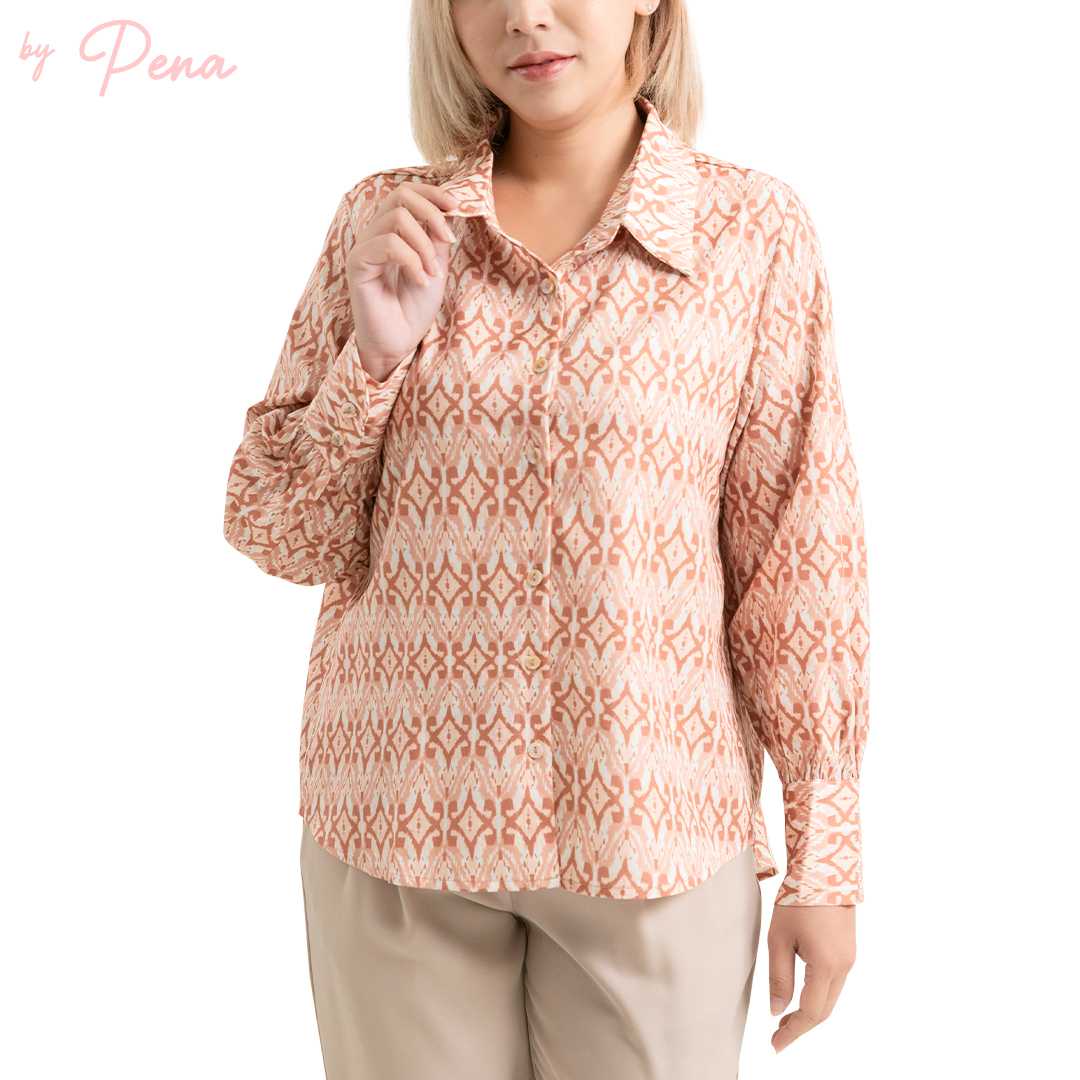 By Pena เสื้อเบลาส์ผู้หญิง คอปกเชิ๊ต  แขนยาว  BPSL082403