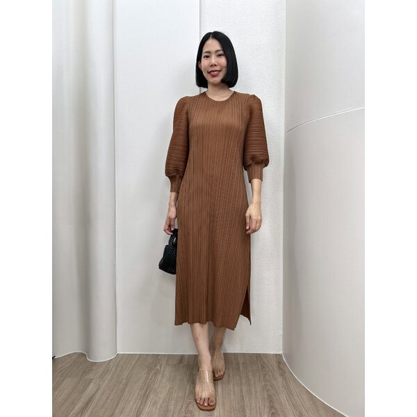ยาว 47นิ้ว 2MUAY รุ่น GM18008 เดรสอัดพลีท BALLON SLEEVE PLEATED DRESS 7 สี FREE SIZE