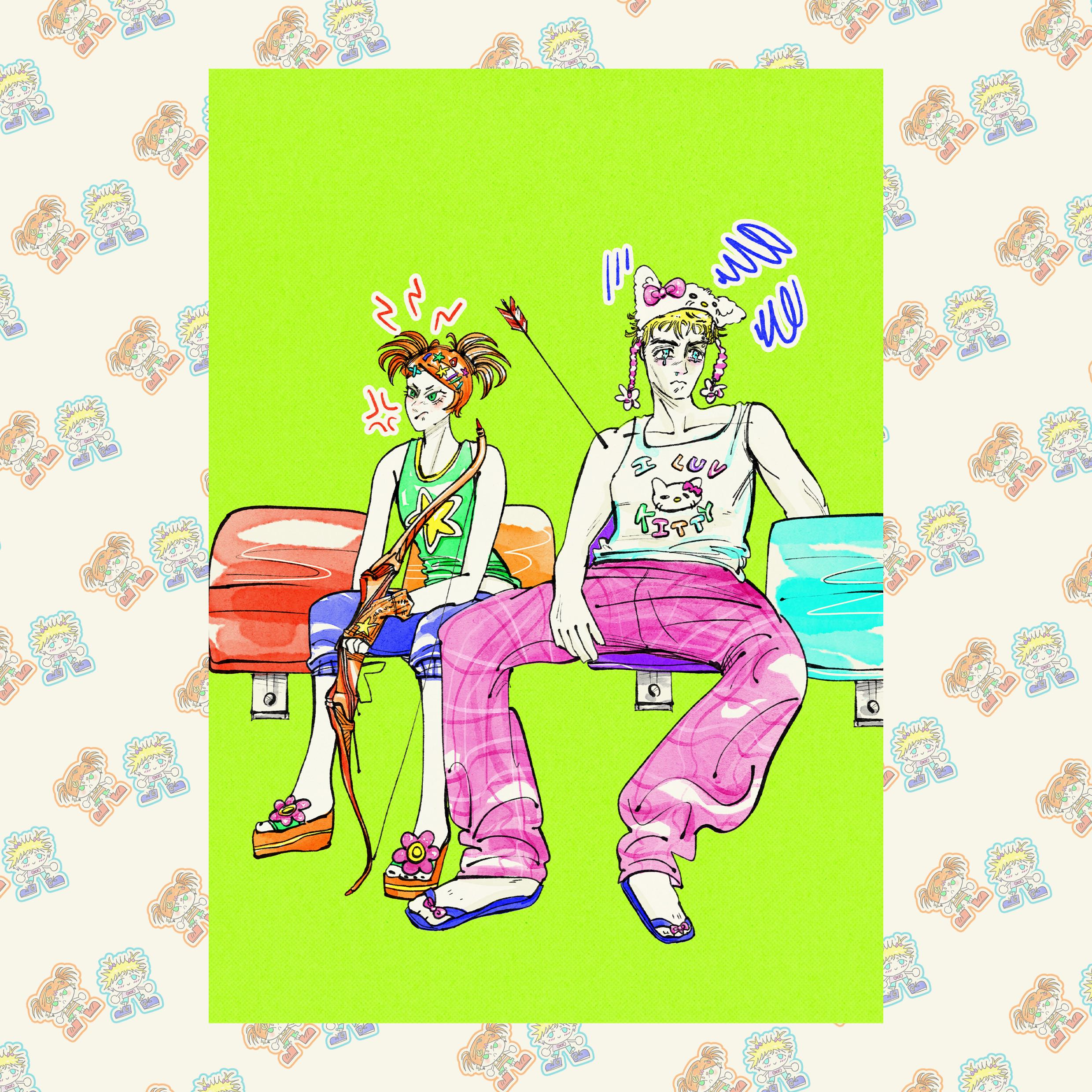 unusual couple art print꩜