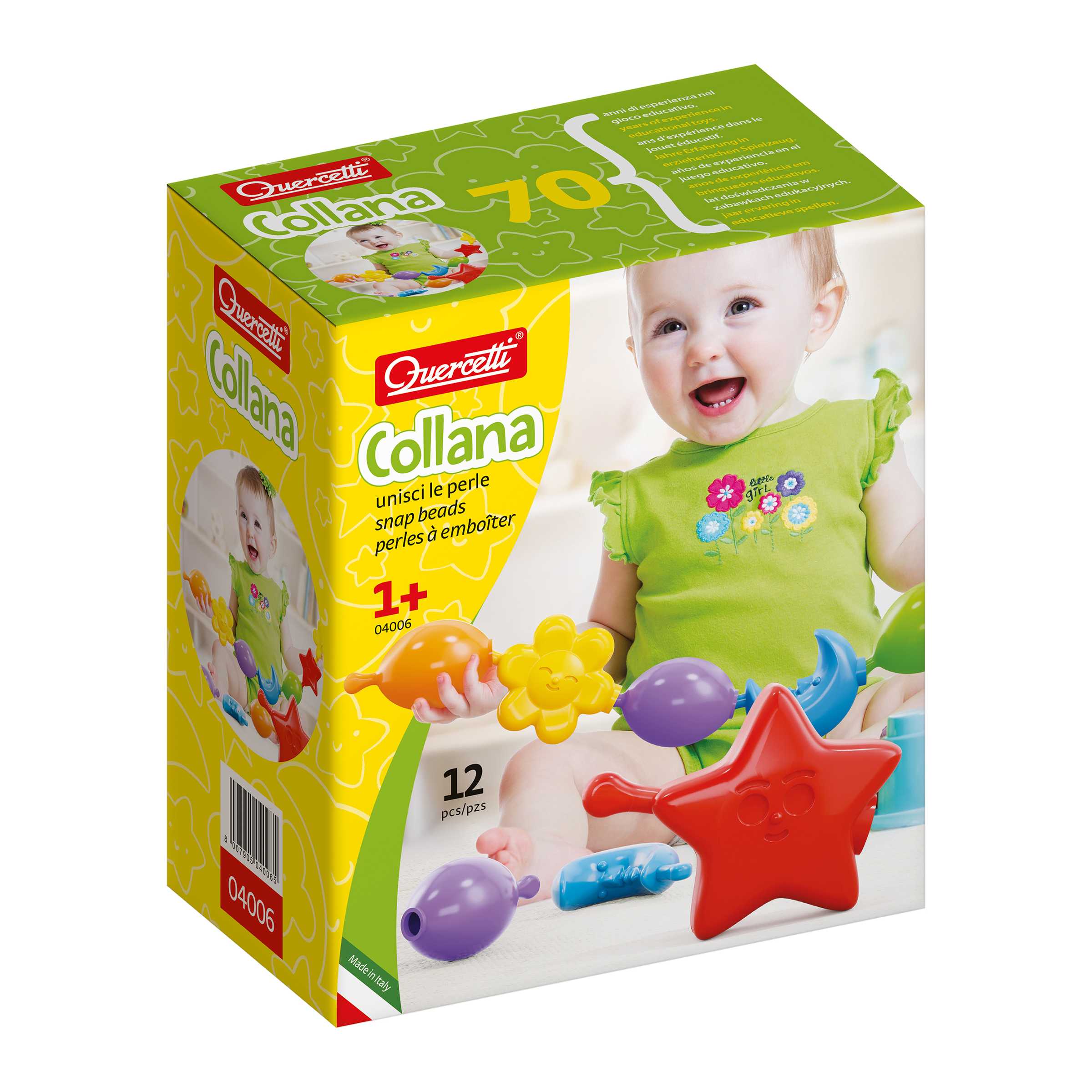 Quercetti Collana ตัวต่อสร้อยพลาสติกสำหรับเด็กเล็ก รุ่นสร้อยคอ
