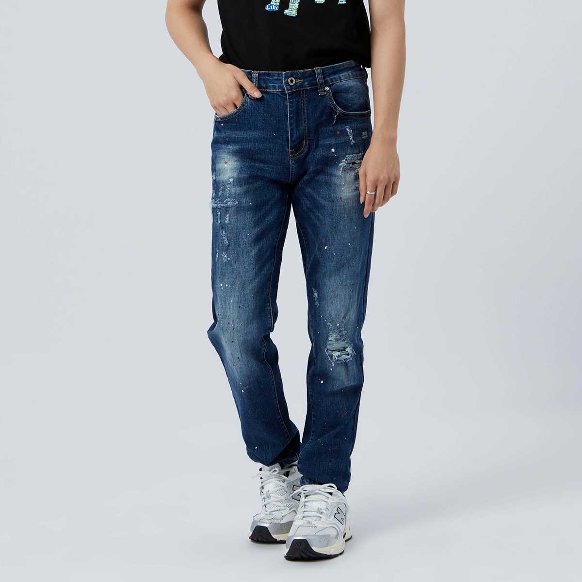 กางเกงเดนิมทรงสกินนี่ | Skinny Jeans With Splash Ink Print | 03926