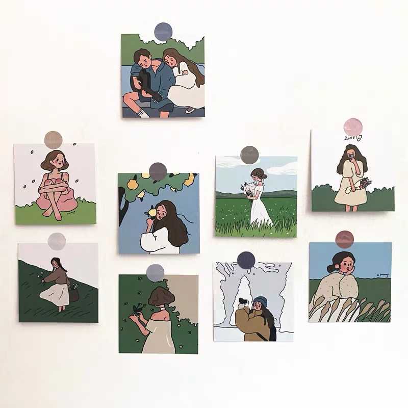 [9ลาย]Artcard ตกแต่งผนัง โปสการ์ด korean girl 9 ลาย