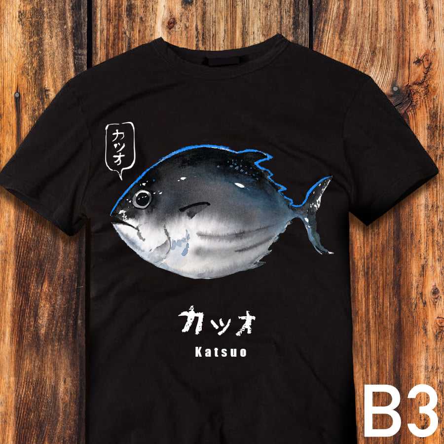 เสื้อลายKatsuo ⚫️ เสื้อสีดำ Collection 'Japanese objects'