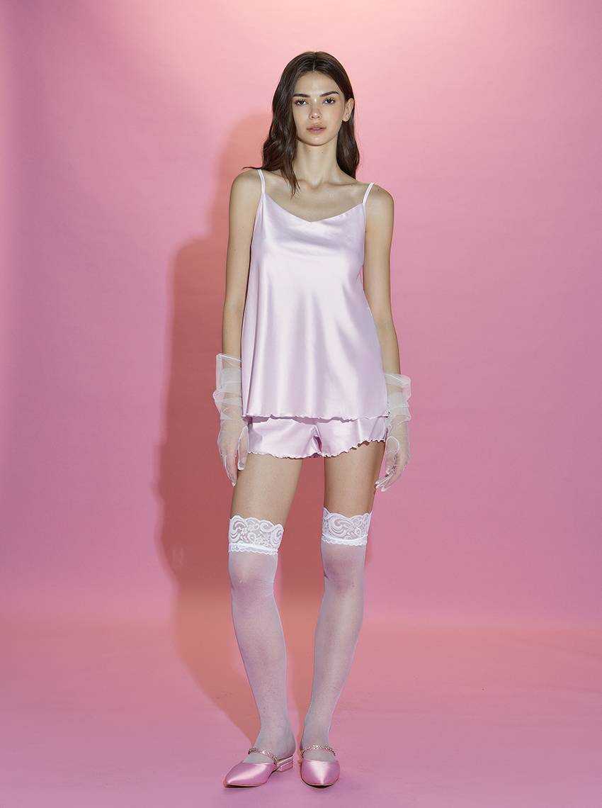 Sabina Sleepwear Nightwear เซ็ตชุดนอน เสื้อสายเดี่ยว กางเกงขาสั้น รหัส SVG24033VL - สีม่วงอ่อน