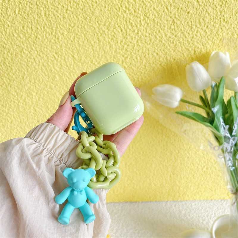 ♥ เคส Airpods : 🍏 เคสยางสีเขียวพาสเทล+พวงกุญแจ ( พร้อมส่งเฉพาะรุ่น PRO )