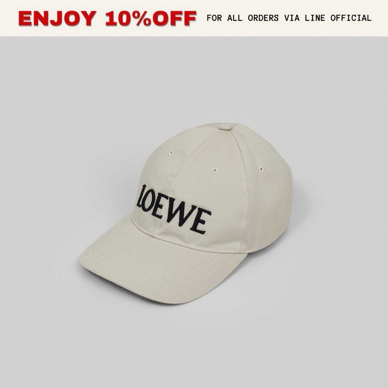 NEW! LOEWE Louis Wain Cotton Canvas Baseball Cap สี White&Black | ACC
