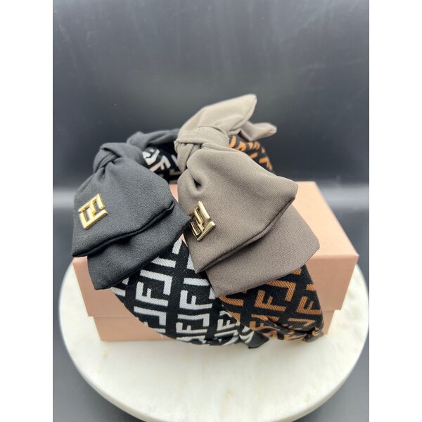 คาดผมโบว์ลายผ้า FF