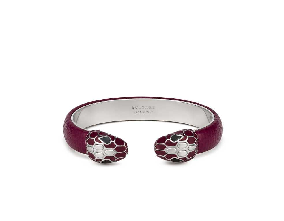 Serpenti Forever bangle bracelet in palladium-plated brass with midnight plum