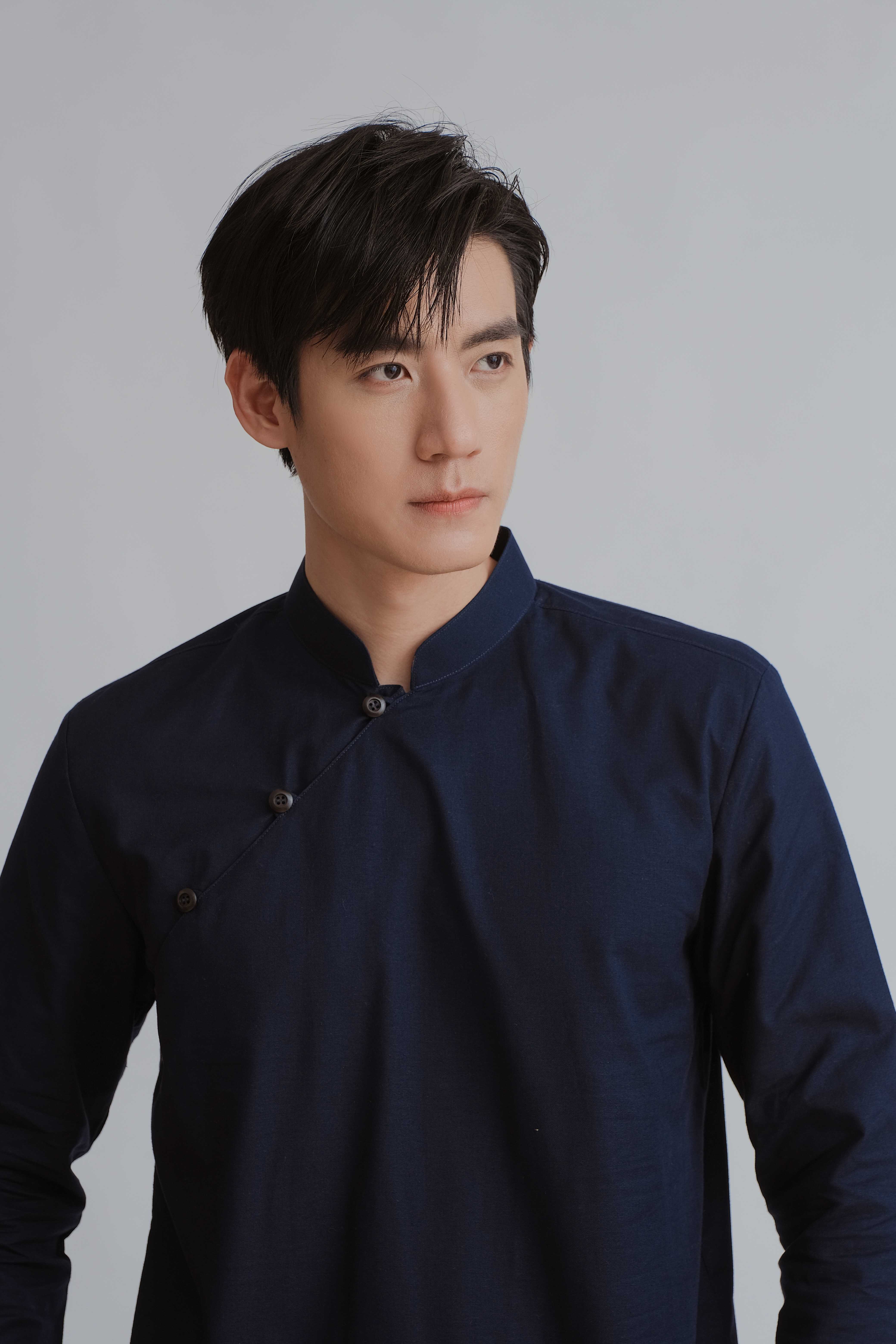 HANFU - Navy Recycle Cotton with Fold Sleeve Blue Handwoven Cotton