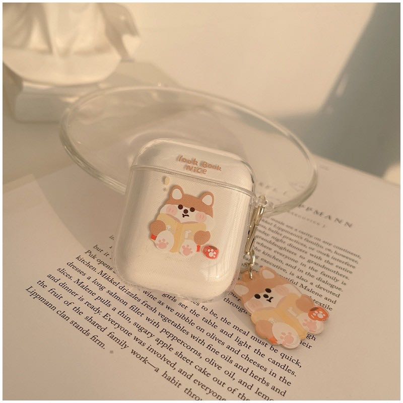 ♥ เคส Airpods : Look Book Nice น้องหมาอ่านหนังสือ+พวงกุญแจ ( พร้อมส่งรุ่น 1,2,PRO )