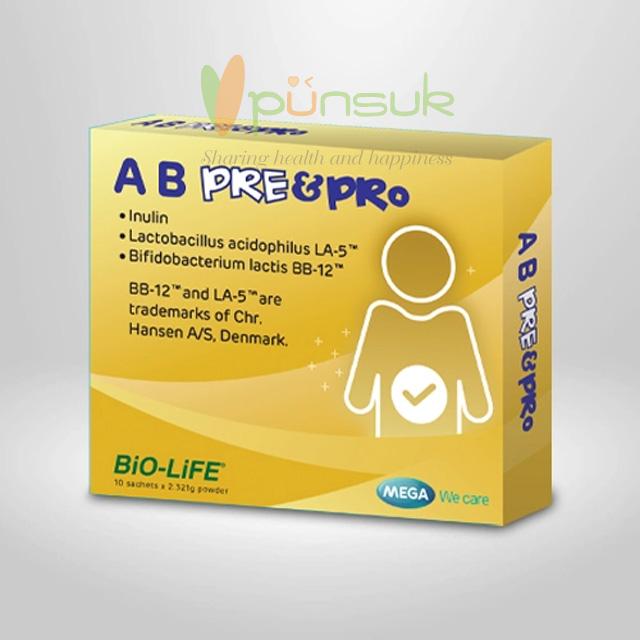 Mega We Care AB pre & pro เมก้า วีแคร์ เอ บี พรีแอนด์โพร ไบโอติค 10ซอง - Probiotics