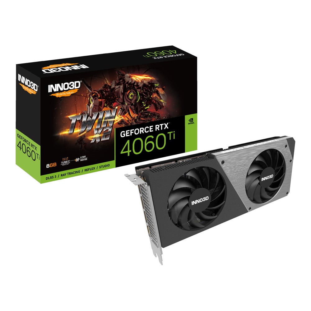 VGA (การ์ดแสดงผล) INNO3D GEFORCE RTX 4060 TI 8GB TWIN X2 - 8GB GDDR6 (N406T2-08D6-171153N)