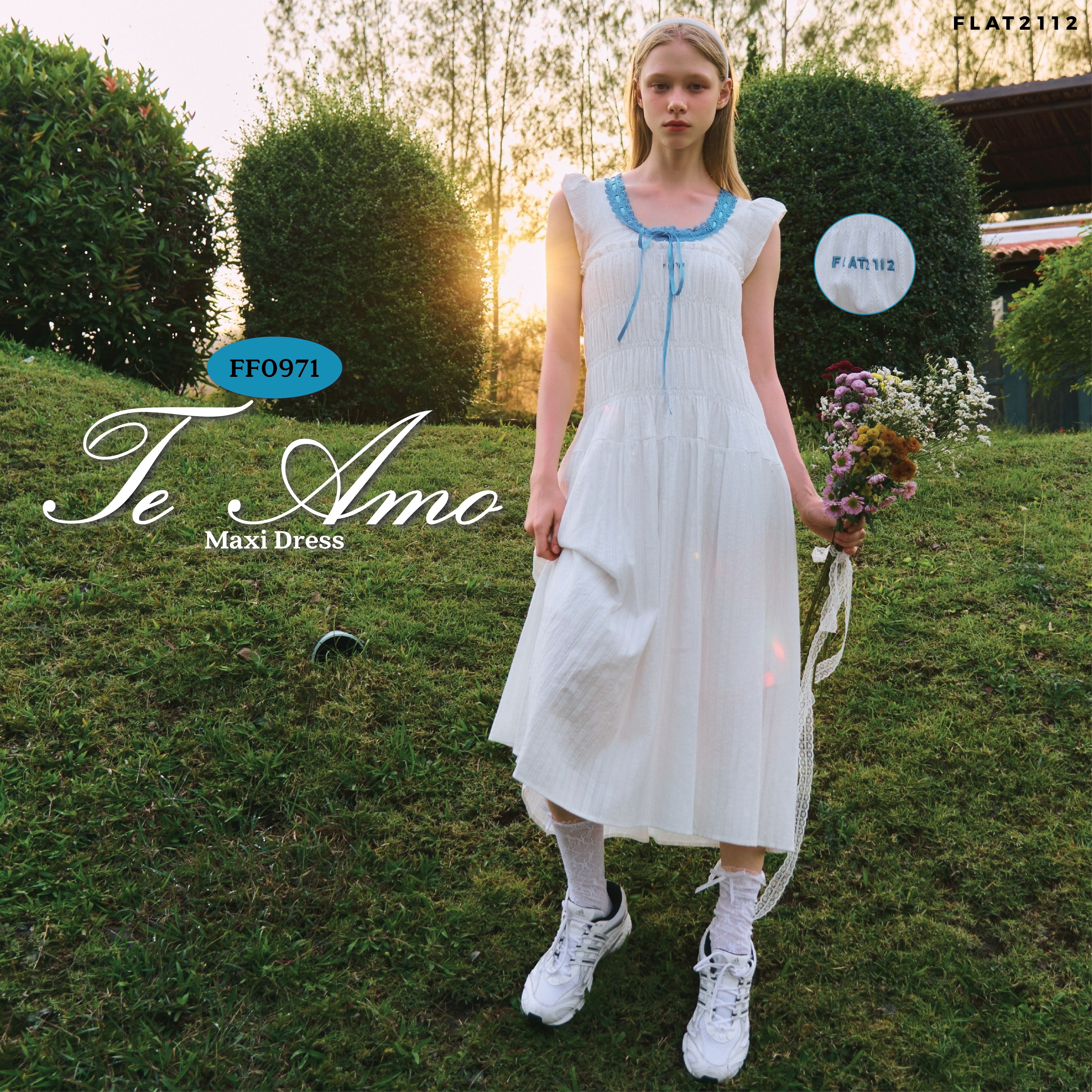FLAT2112 FF0971 : TE AMO MAXI DRESS เดรสยาว เดรสแขนกุด ชุดออกงาน