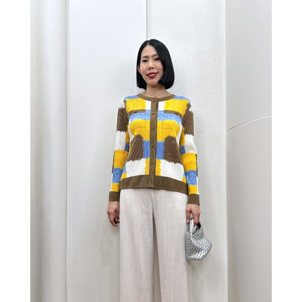 2MUAY รุ่น GJO10920 เสื้ออัดพลีท THICK COLLAR PATCH PLEATED BUTTON-FRONT TOP /CARDIGAN 2 สี FREE ...