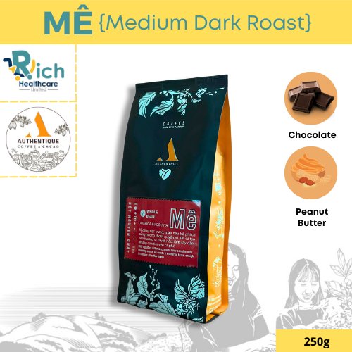 Authentique Coffee ME (เมล็ดกาแฟ)- Medium Dark Blend (คั่วกลางเข้ม) (80% Arabica, 20% Robusta) 250g