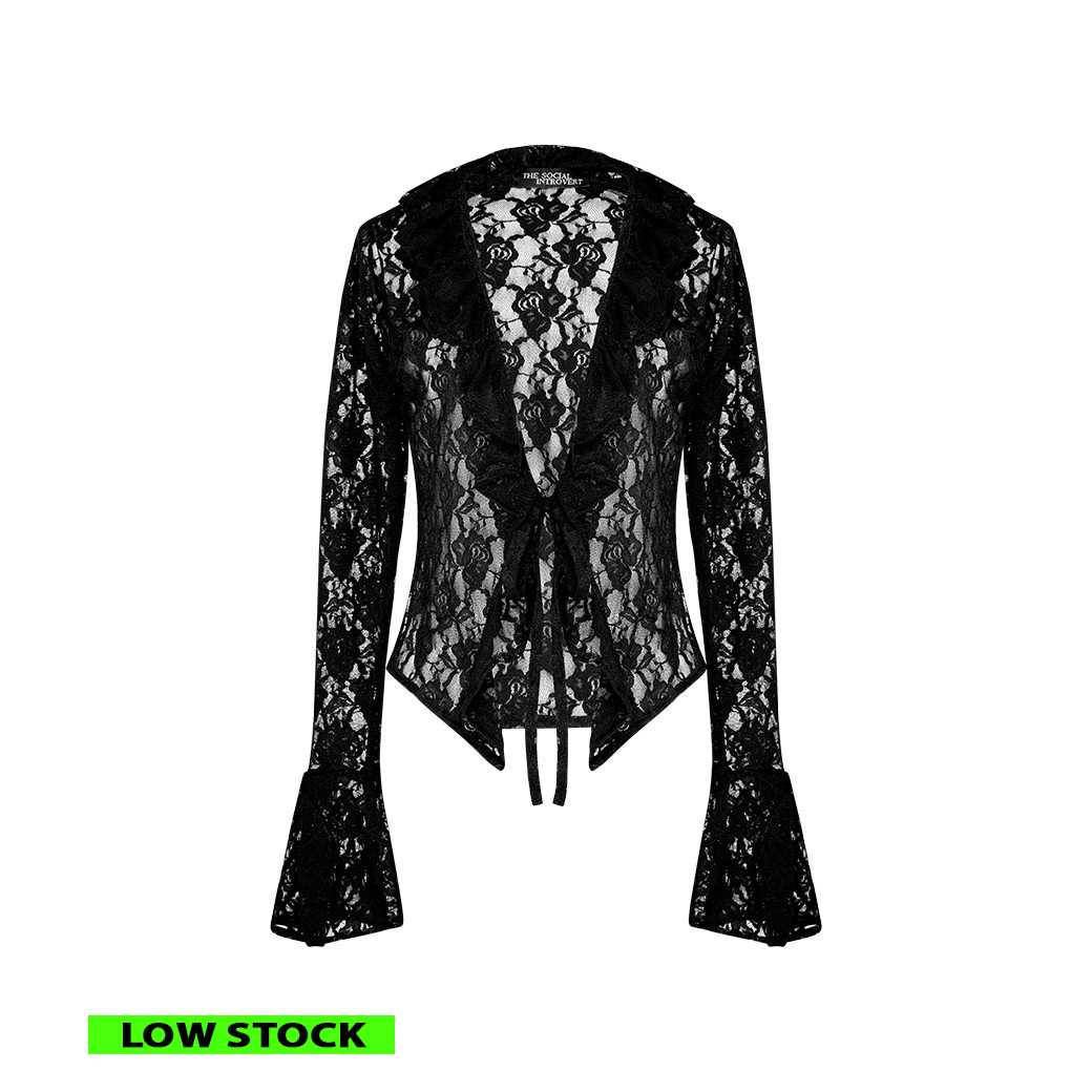ROSALYN LACE SHIRT - BLACK