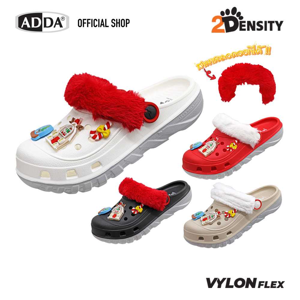 ADDA 2density รองเท้าแตะ รองเท้าลำลอง สำหรับผู้หญิง แบบสวมหัวโต Christmas รุ่น 5TD24WH (ไซส์ 4-7)