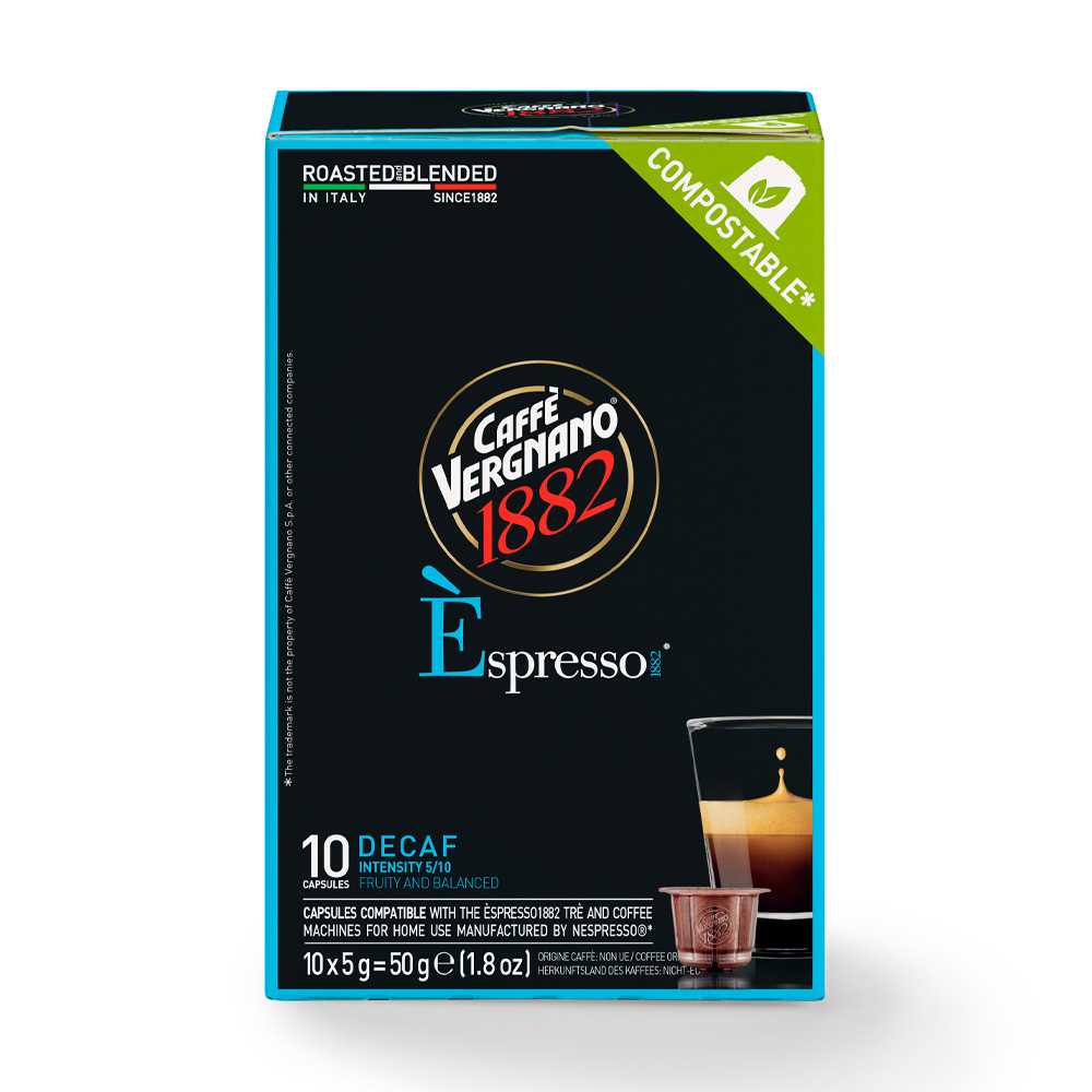 Caffè Vergnano 1882 Decaf Compostable กาแฟแคปซูล คัฟเฟ่ แวร์ญาโน่ เนสเพรสโซ ดีแคฟ