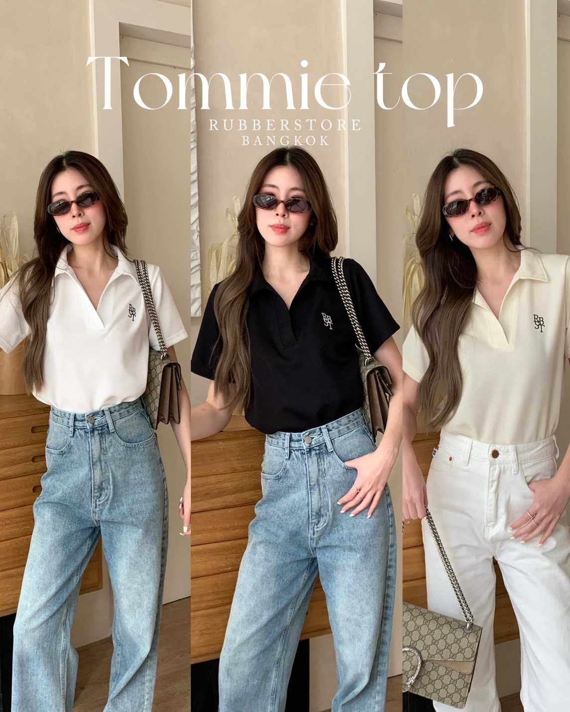 Rubberstore - Tommie top เสื้อคอปก แขนสั้น
