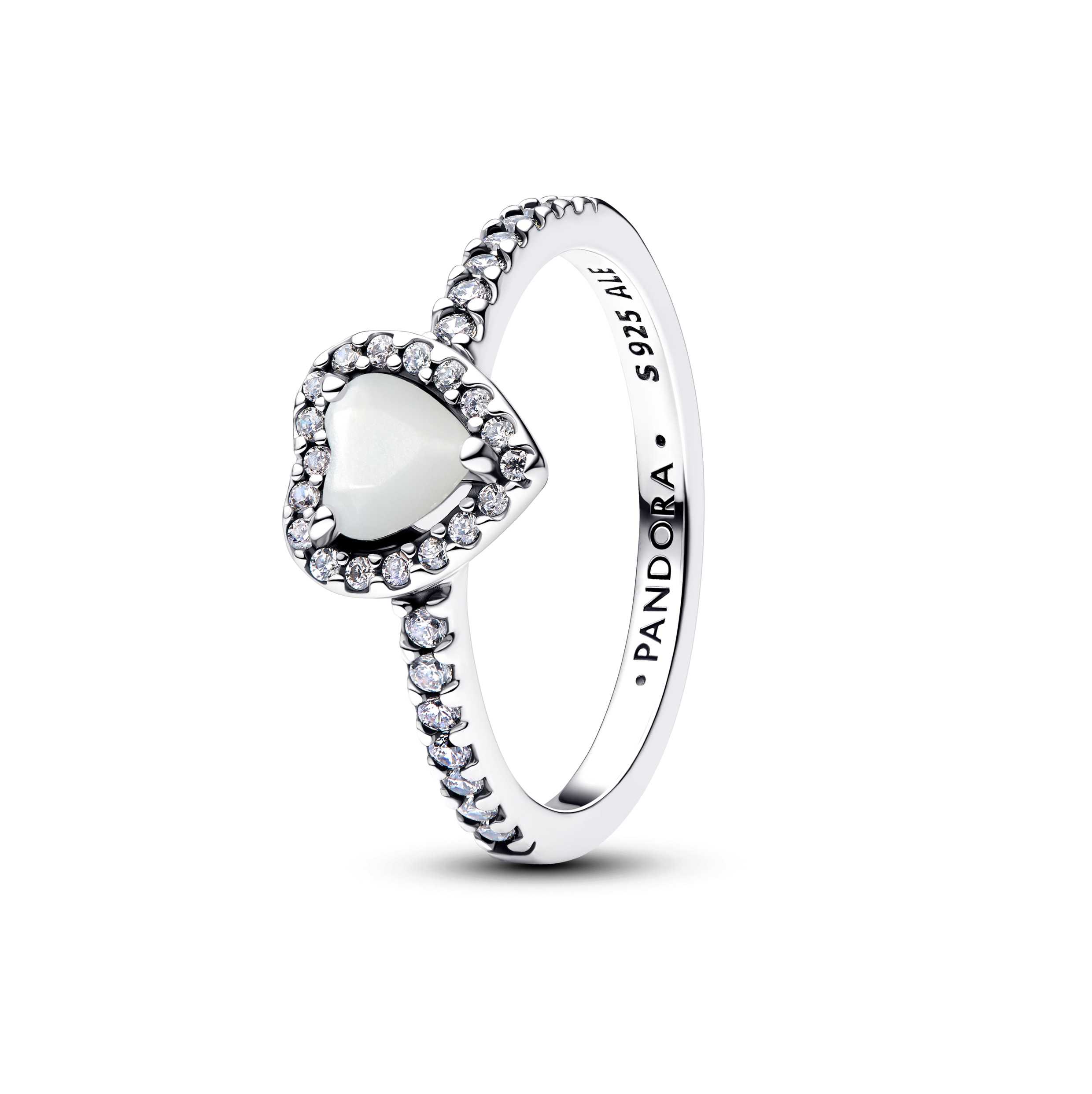 Elevated White Heart Ring