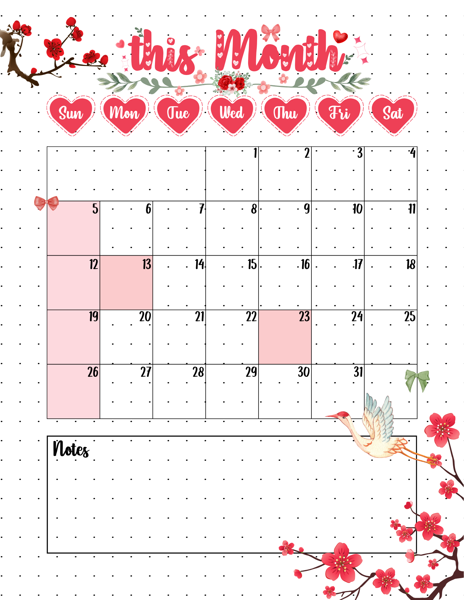 ปฏิทินรายเดือนน่ารัก