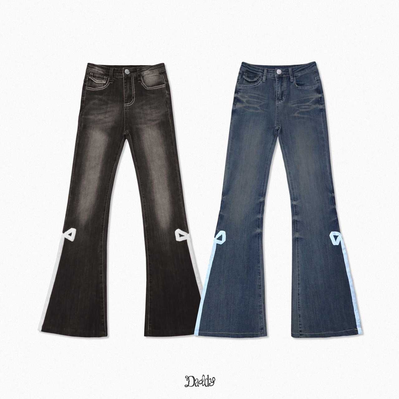DADDY | Ribbon Denim กางเกงยีนส์ ทรงขาม้า สุดน่ารัก