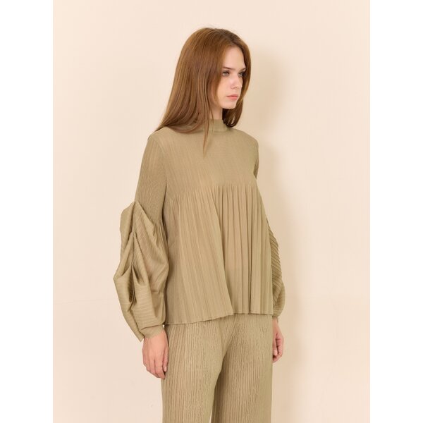 2MUAY รุ่น GJO7260-9 เสื้อพลีทคุณภาพ VOLUME SLEEVE PLEATED TOP FREESIZE