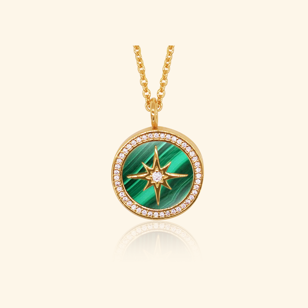 Shependence สร้อยคอสเตลล่าล็อคเก็ตลายหินมาลาไคท์(Stellar Evergreen Locket Necklace)